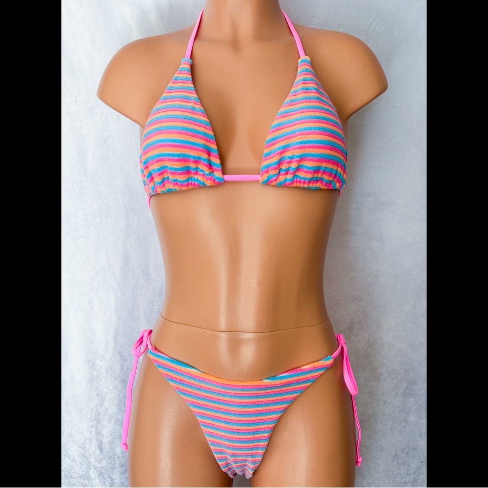 Bright Colored, Stripe, Bikini Set